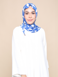 Squares Print Chiffon Tri Scarf - Blue