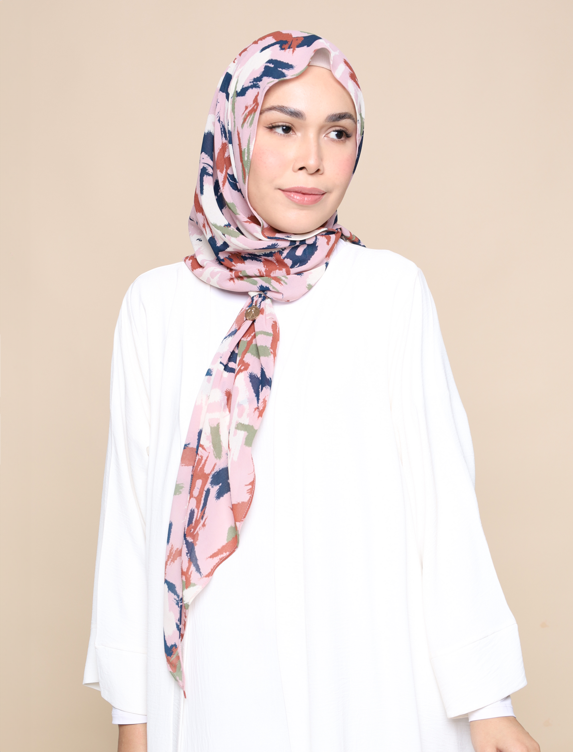 Brush Strokes Chiffon Tri Scarf- Orchid