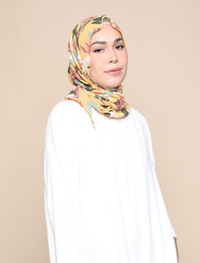 Brush Strokes Chiffon Tri Scarf- Mustard