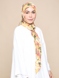 Brush Strokes Chiffon Tri Scarf- Mustard