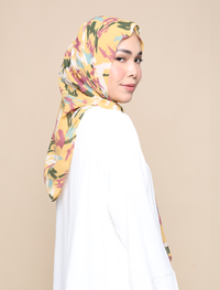 Brush Strokes Chiffon Tri Scarf- Mustard