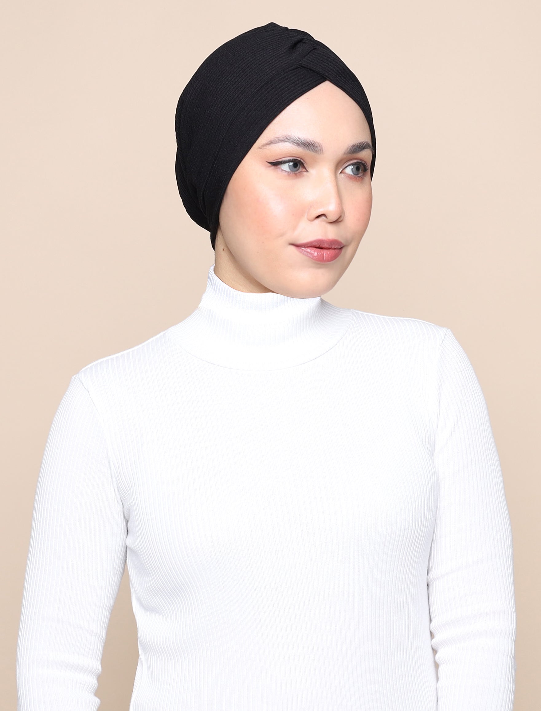 Ribbed Knit Turban - Black