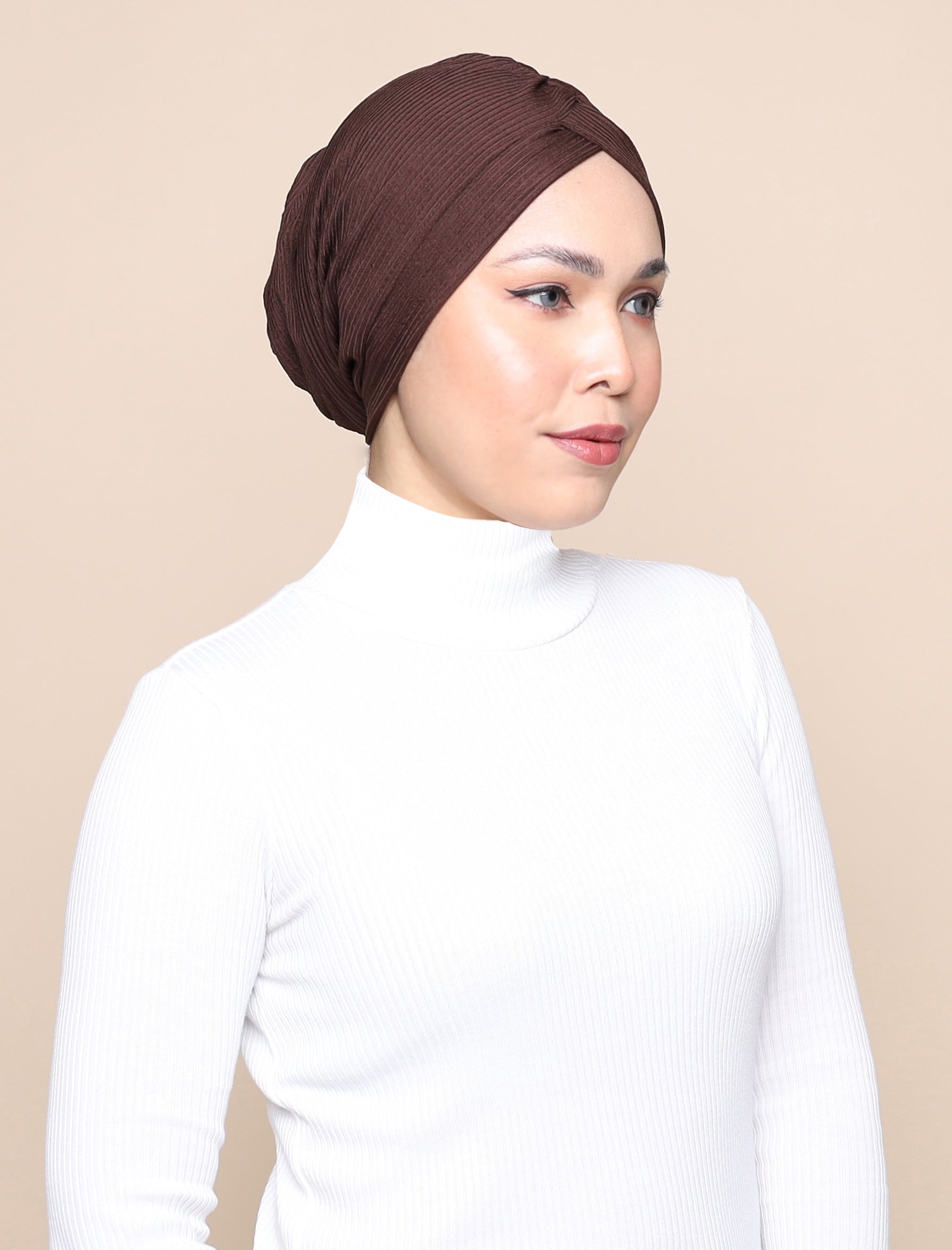 Ribbed Knit Turban - Choco