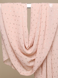 Milk Tea Gold Threaded Chiffon Curved Shawl