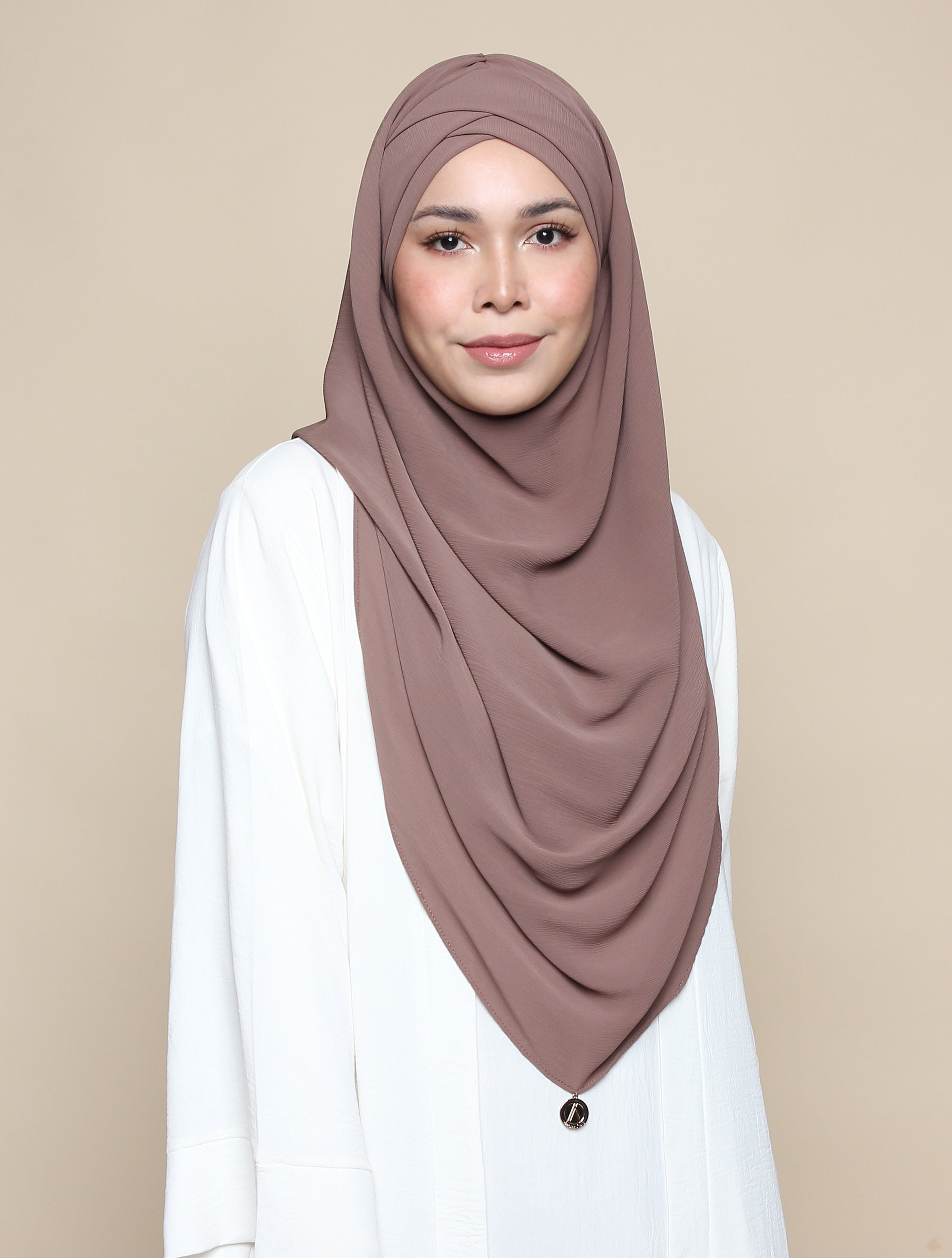 Khadijah Turban Chiffon Crinkle - Soft Cocoa