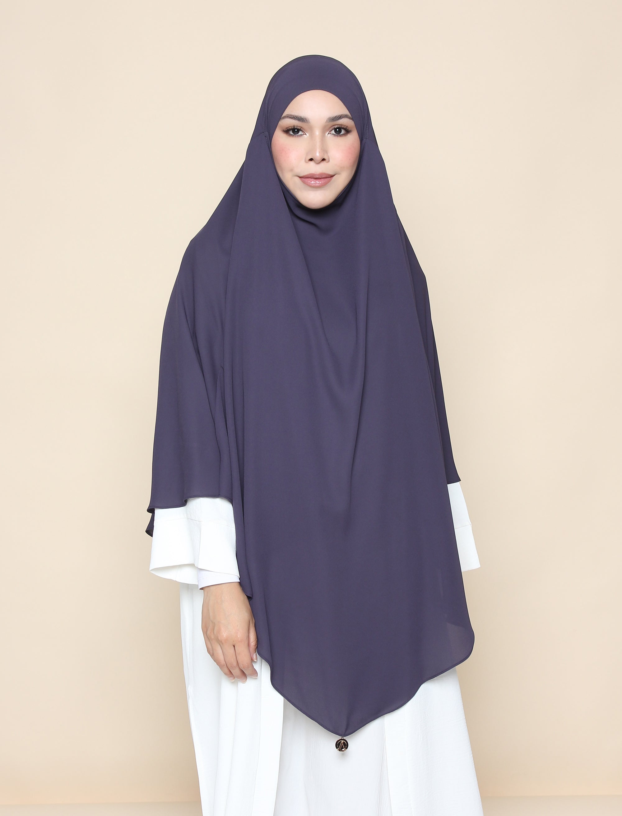 Curved Khimar - Night Blue