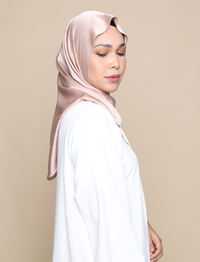 Soft Satin Silk Tri Scarf - Nude