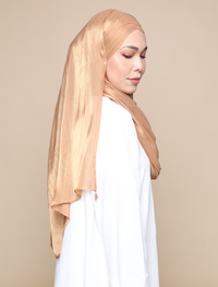 Shimmer Satin Lux Turban Shawl - Caramel