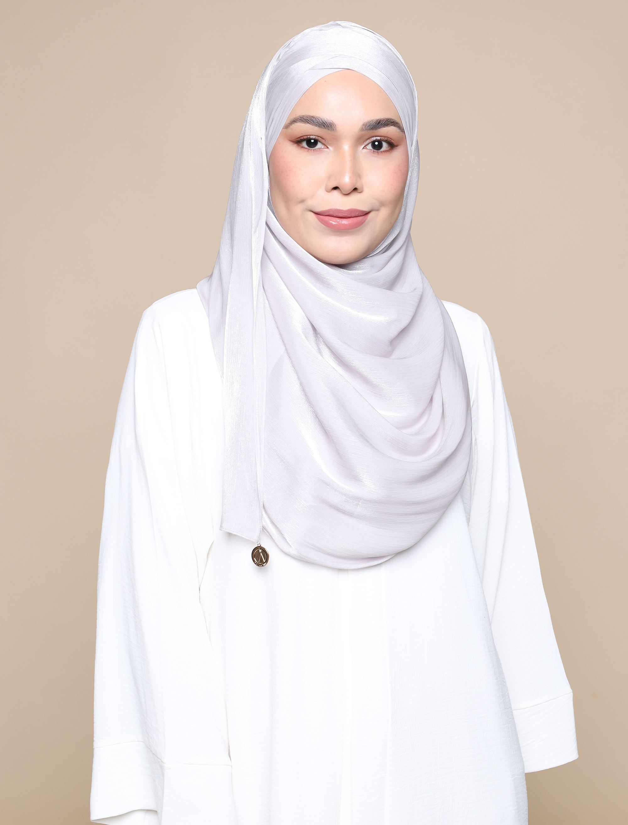 Shimmer Satin Lux Turban Shawl - Silver