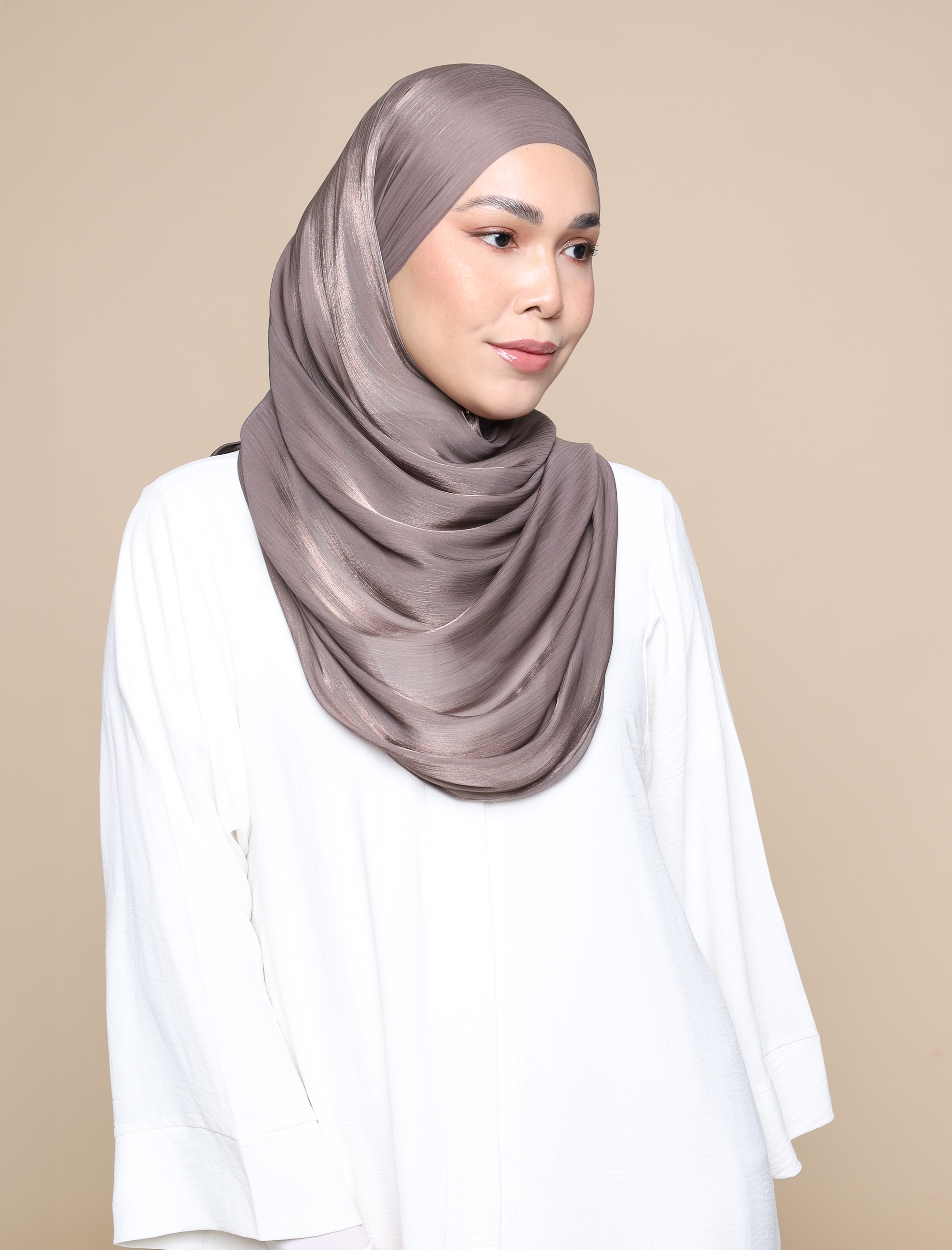 Shimmer Satin Lux Square Shawl - Smoke Grey