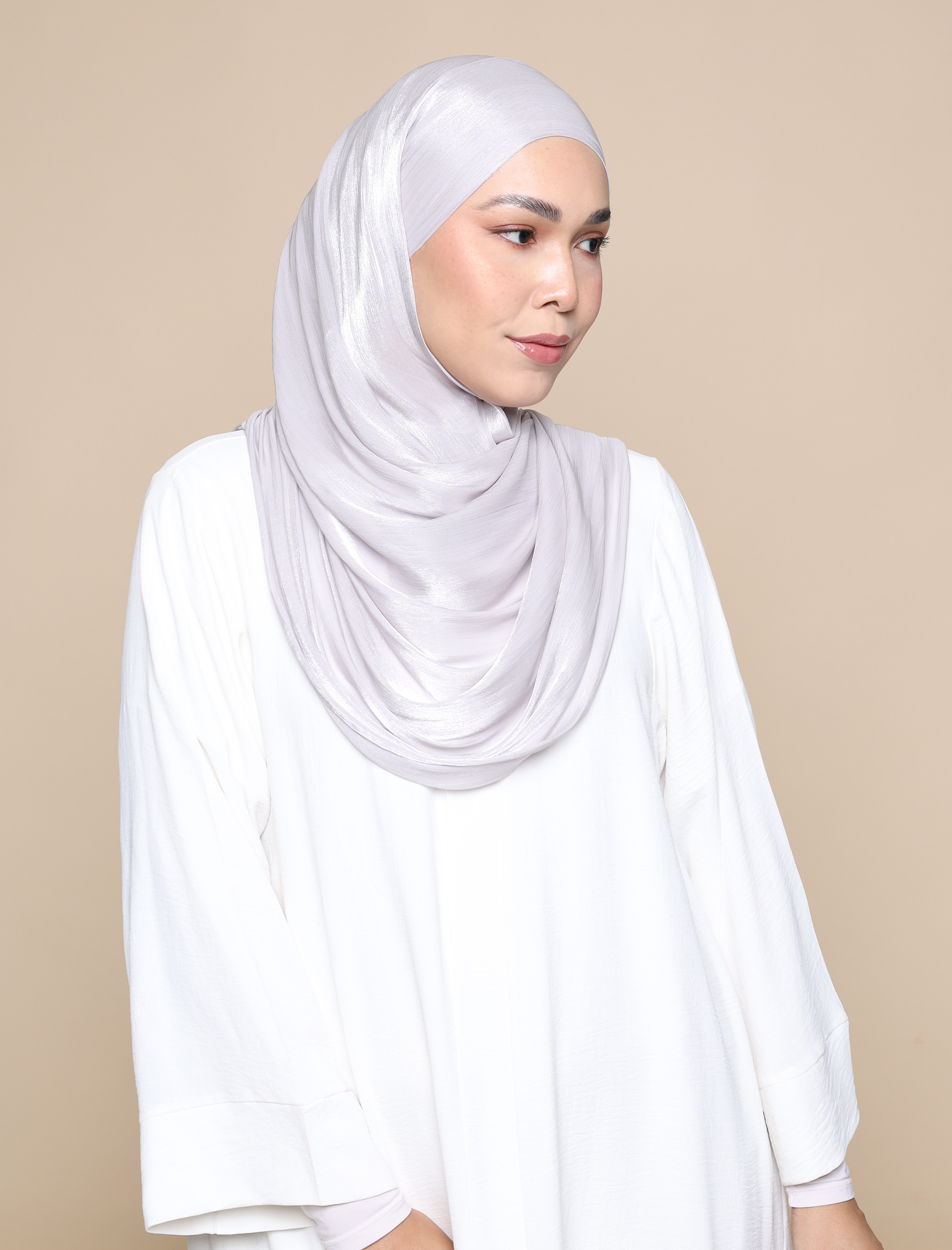 Shimmer Satin Lux Square Shawl - Silver