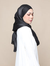 Shimmer Satin Lux Square Shawl - Black