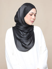 Shimmer Satin Lux Square Shawl - Black