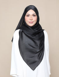 Shimmer Satin Lux Turban Shawl - Black