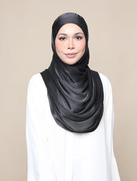 Shimmer Satin Lux Square Shawl - Black