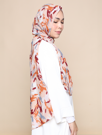 Brush Strokes Chiffon Curve Shawl - Nude