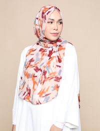 Brush Strokes Chiffon Curve Shawl - Nude