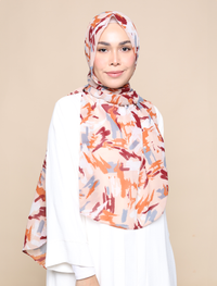 Brush Strokes Chiffon Curve Shawl - Nude