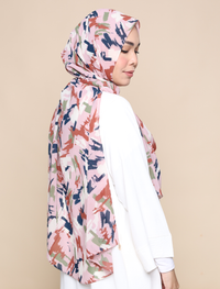 Brush Strokes Chiffon Curve Shawl - Orchid