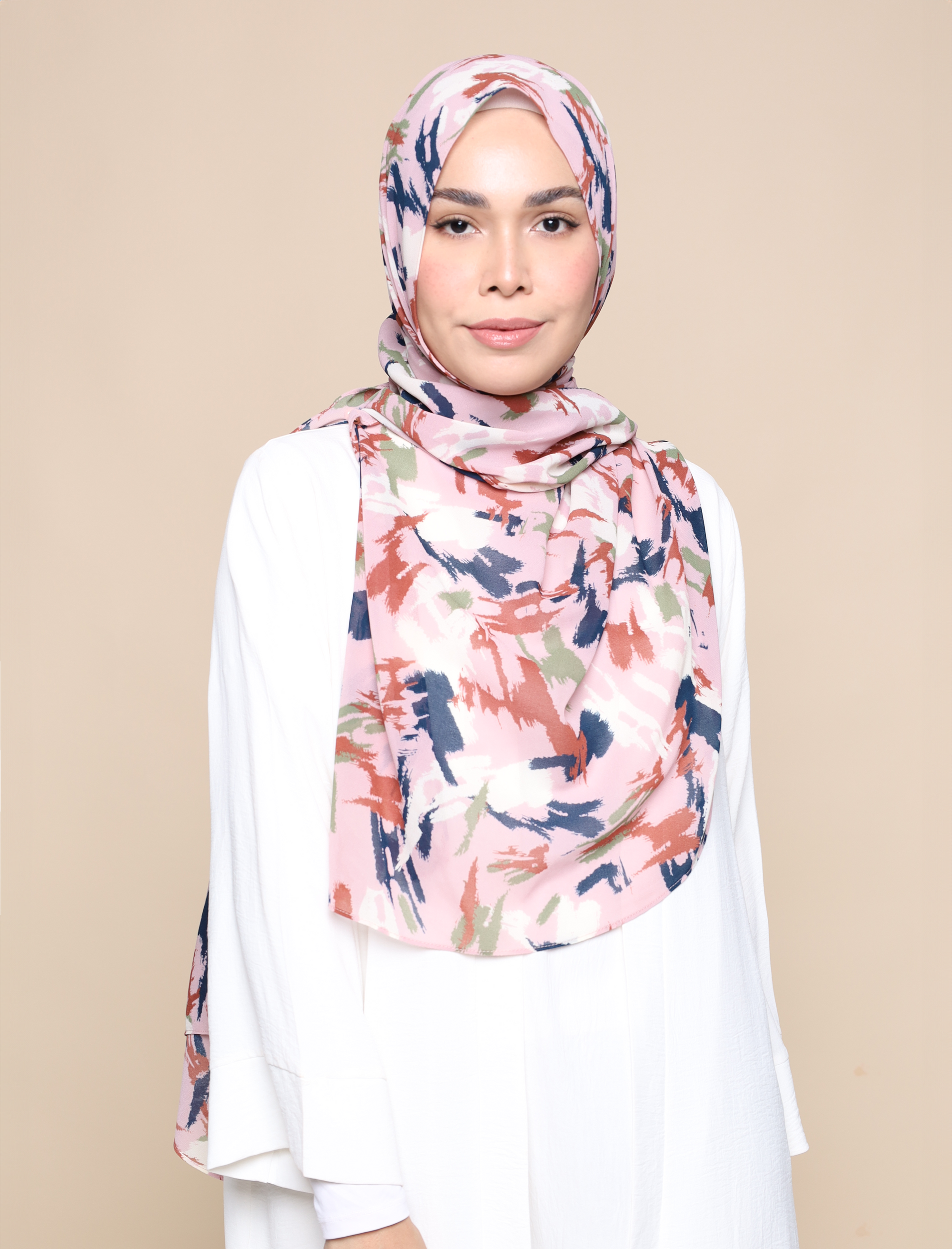 Brush Strokes Chiffon Curve Shawl - Orchid