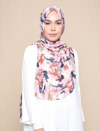 Brush Strokes Chiffon Curve Shawl - Orchid