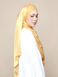 Shimmer Satin Lux Turban Shawl - Gold