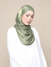 Shimmer Satin Lux Square Shawl - Moss Green