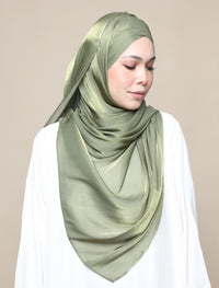 Shimmer Satin Lux Turban Shawl - Moss Green