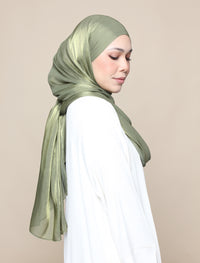 Shimmer Satin Lux Square Shawl - Moss Green