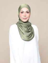 Shimmer Satin Lux Square Shawl - Moss Green