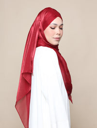 Shimmer Satin Lux Turban Shawl - Garnet Red