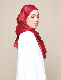 Shimmer Satin Lux Square Shawl - Garnet Red