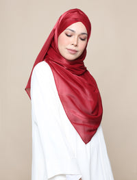 Shimmer Satin Lux Turban Shawl - Garnet Red