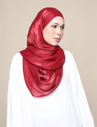 Shimmer Satin Lux Square Shawl - Garnet Red