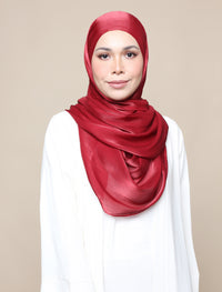 Shimmer Satin Lux Square Shawl - Garnet Red