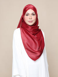 Shimmer Satin Lux Turban Shawl - Garnet Red