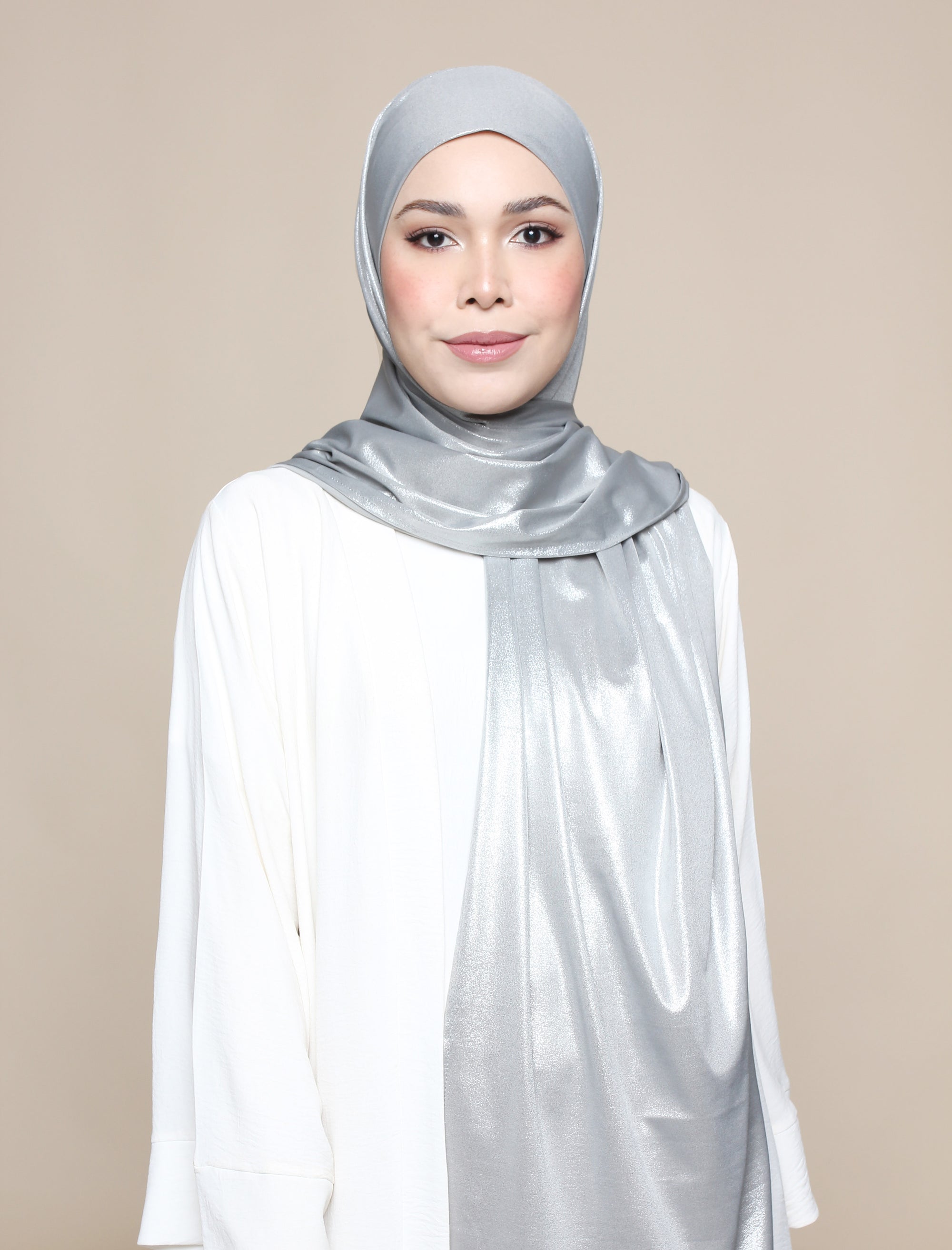 Glitter Jersey Lux Square Shawl - Silver Metal