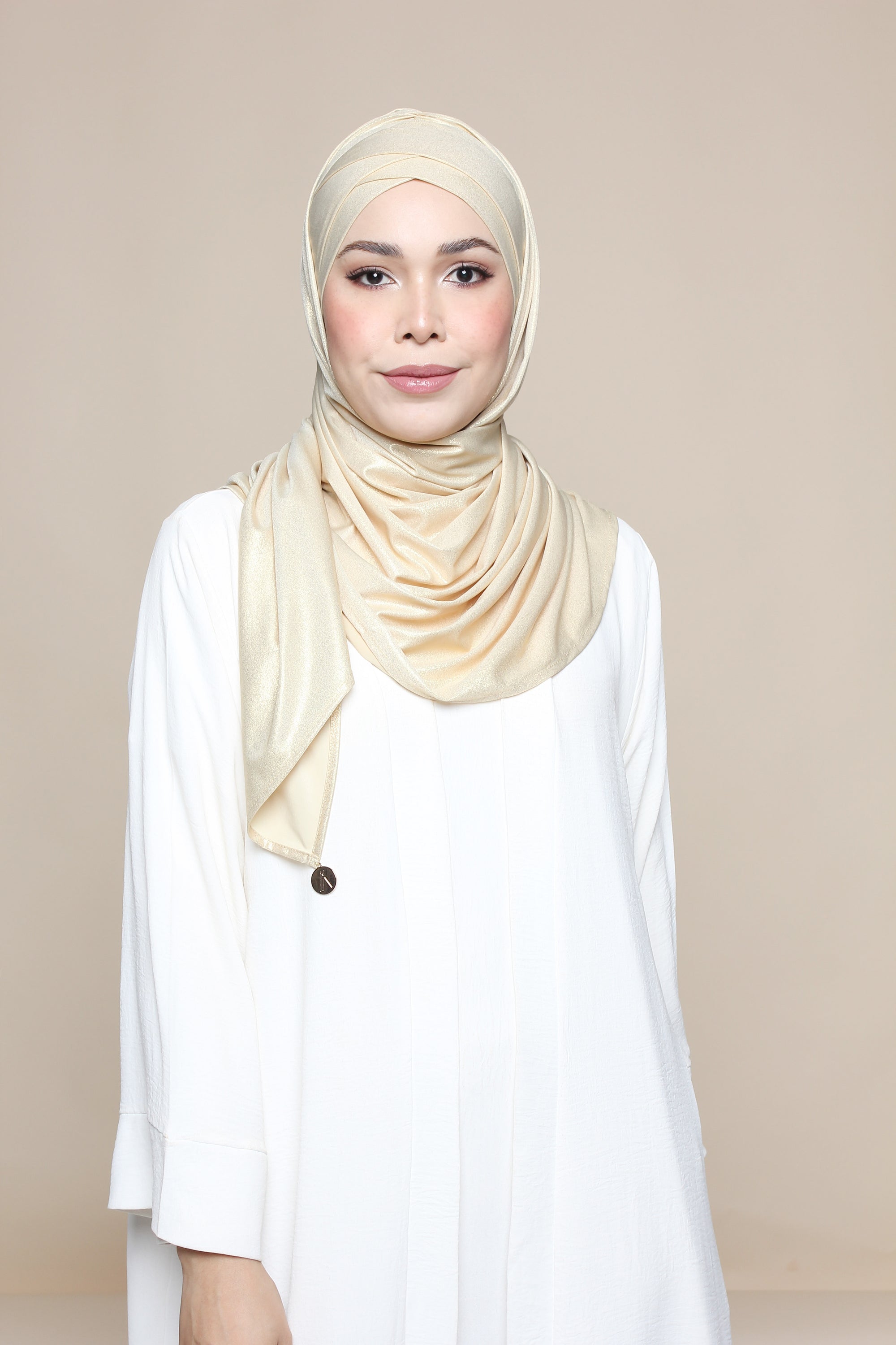 Glitter Jersey Lux Turban Shawl - Soft Gold