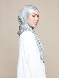 Glitter Jersey Lux Turban Shawl - Silver Metal