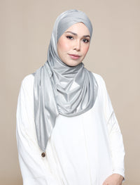 Glitter Jersey Lux Turban Shawl - Silver Metal