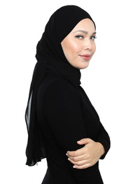 Lux Square Chiffon Shawl - Black