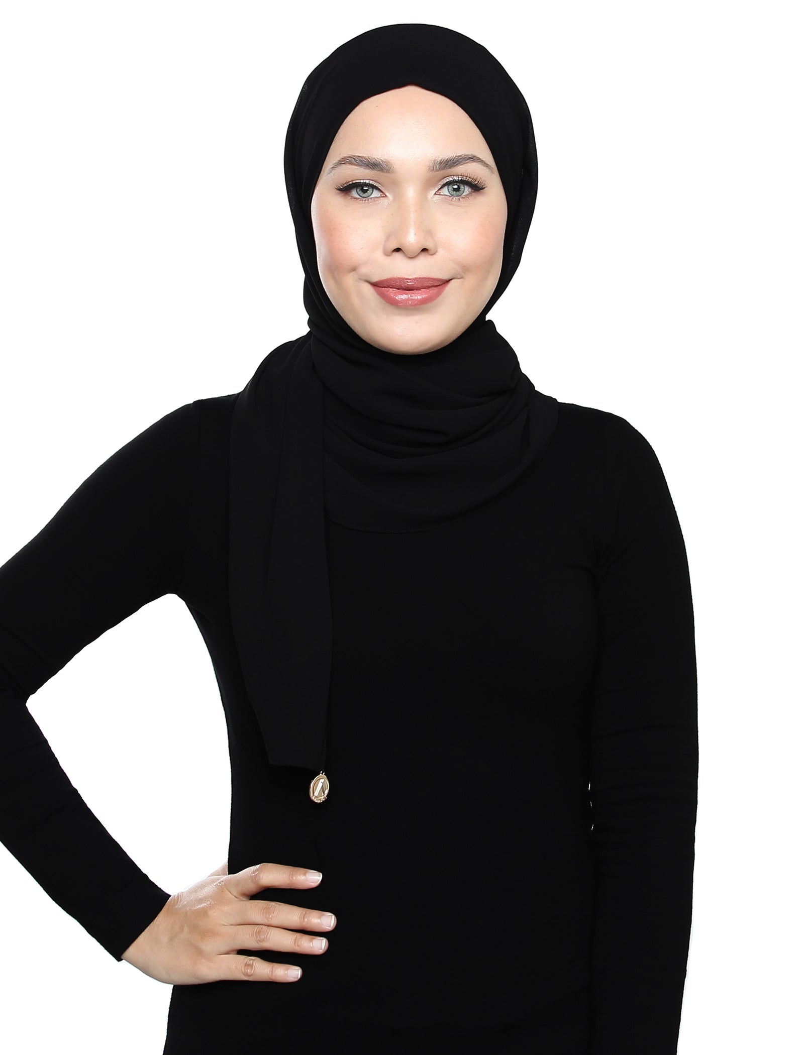 Lux Square Chiffon Shawl - Black