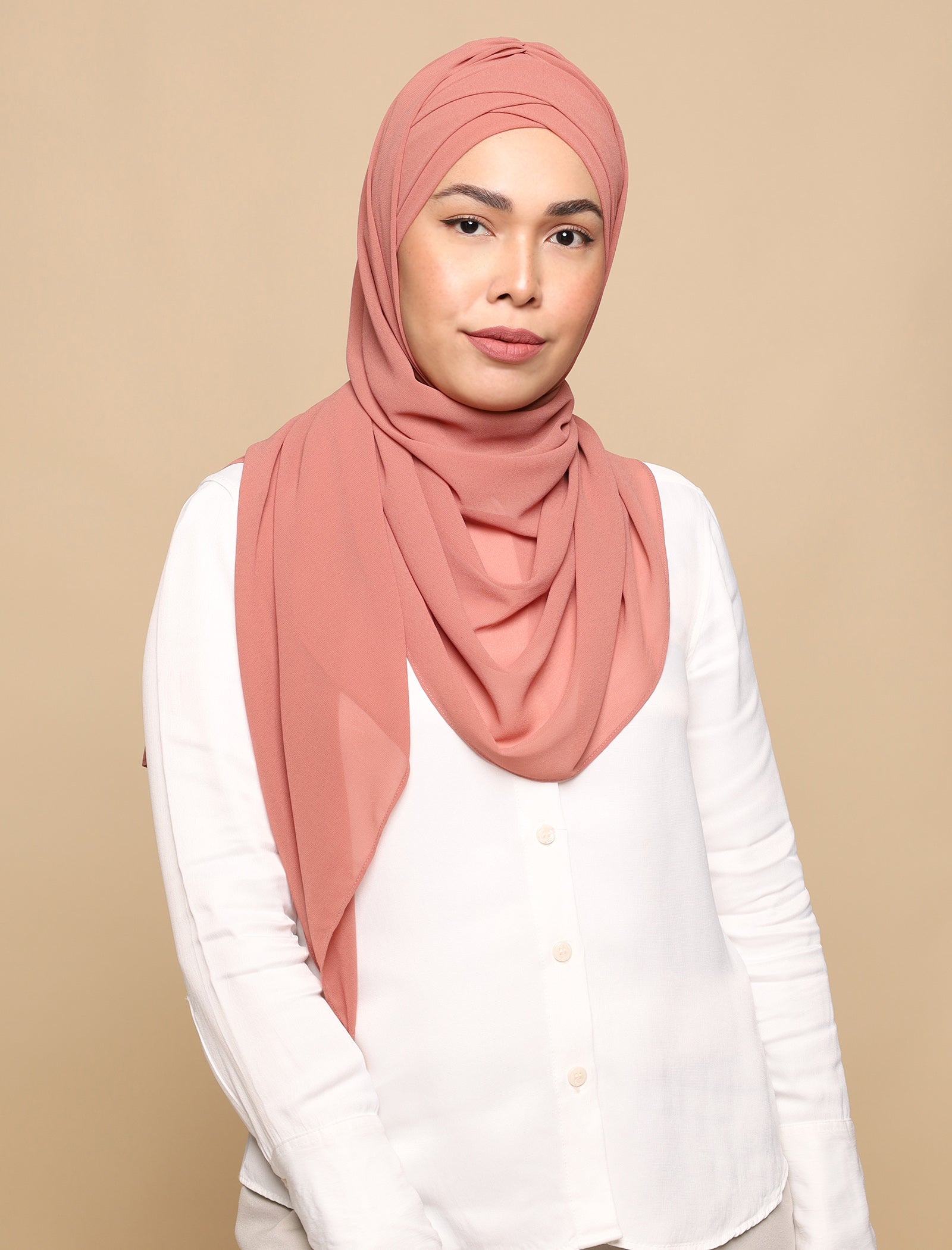 Lux Turban Chiffon Shawl - Desert Rose