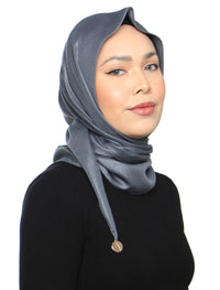 Metallic Satin Tri Scarf - Grey