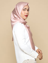 Matte Satin Silk Tri Scarf - Nude Pink