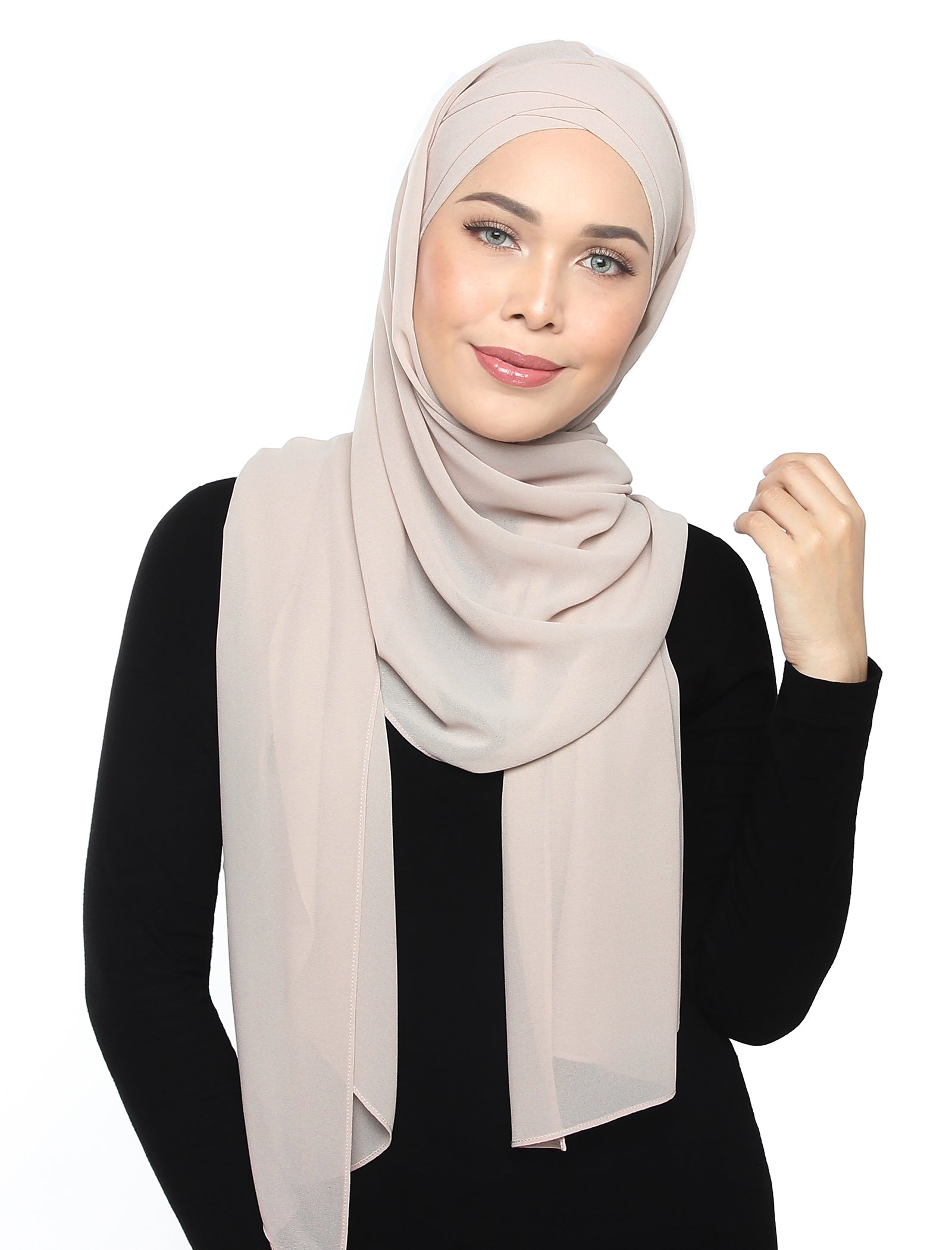 Lux Turban Chiffon Shawl - Powder Puff